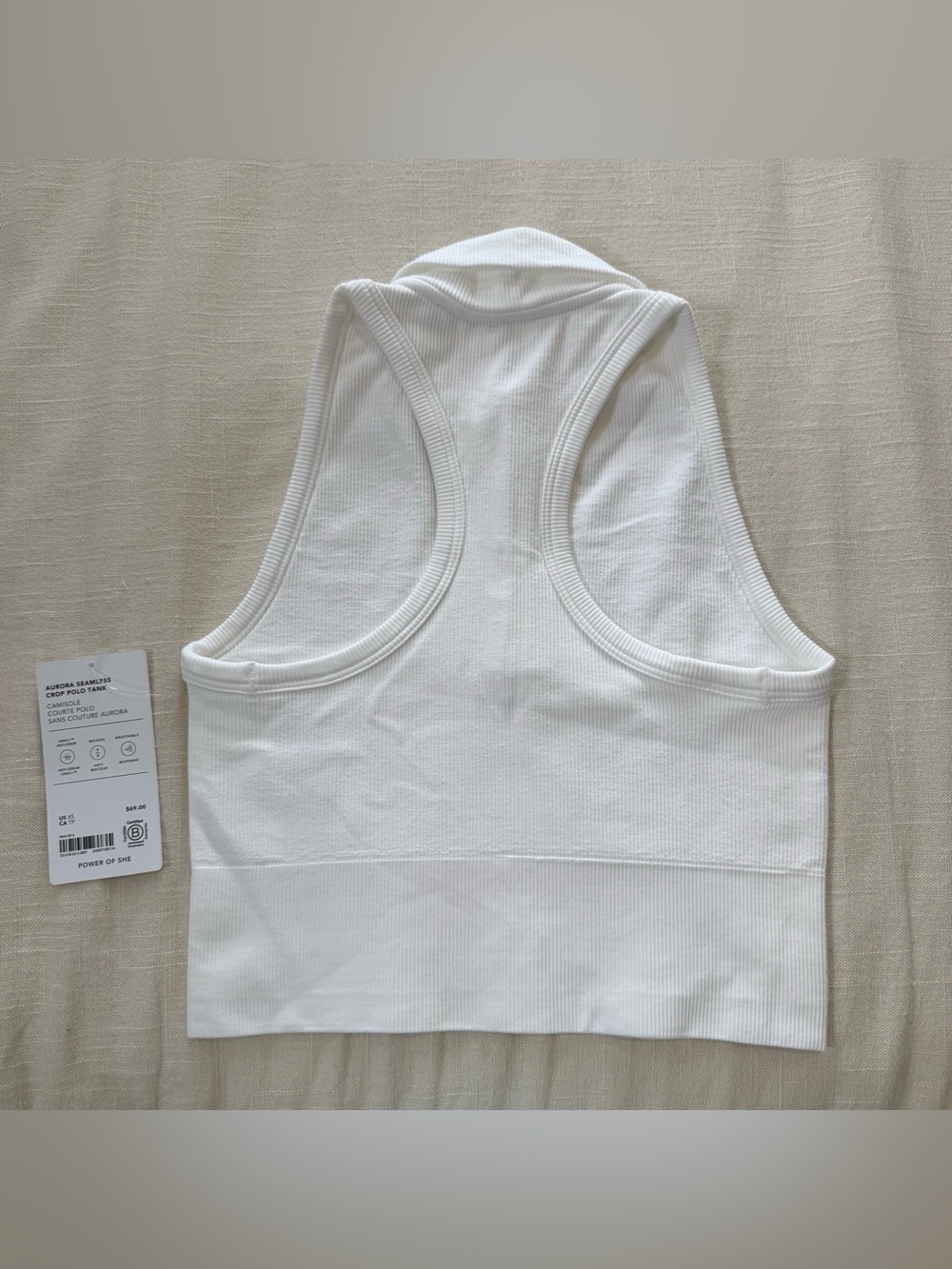 Athleta White Aurora Seamless Crop Polo Tank Size XS Athleisure Activewear - Picture 3 of 7